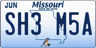 MO license plate SH3M5A