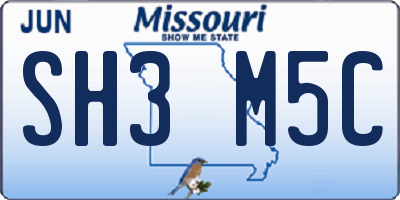 MO license plate SH3M5C