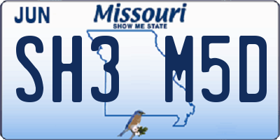 MO license plate SH3M5D