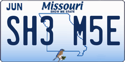 MO license plate SH3M5E