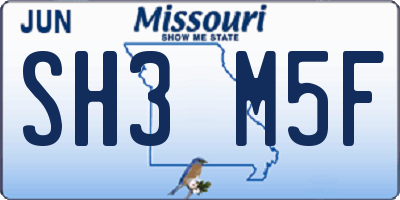 MO license plate SH3M5F