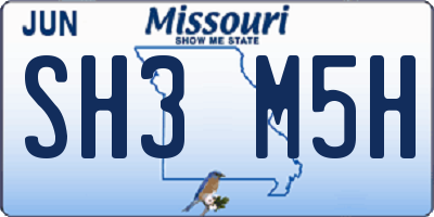 MO license plate SH3M5H