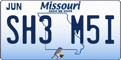 MO license plate SH3M5I