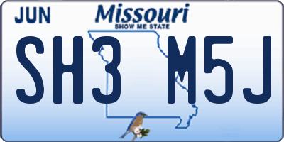 MO license plate SH3M5J
