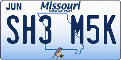 MO license plate SH3M5K