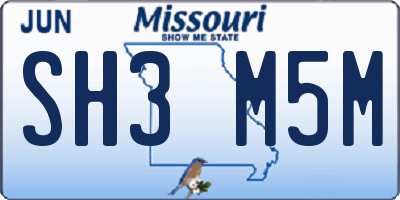 MO license plate SH3M5M