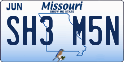 MO license plate SH3M5N