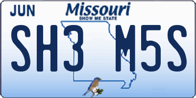MO license plate SH3M5S