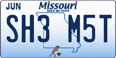 MO license plate SH3M5T