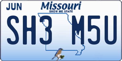 MO license plate SH3M5U