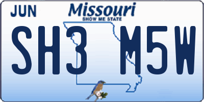 MO license plate SH3M5W