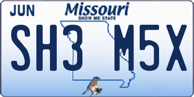 MO license plate SH3M5X