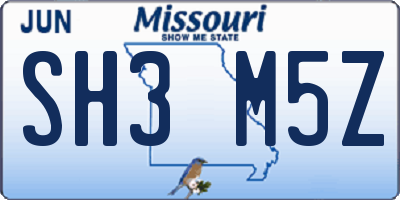 MO license plate SH3M5Z