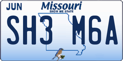 MO license plate SH3M6A