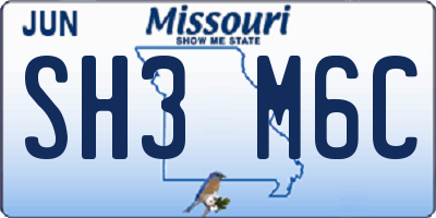 MO license plate SH3M6C