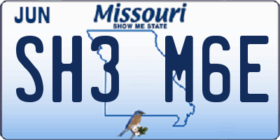 MO license plate SH3M6E