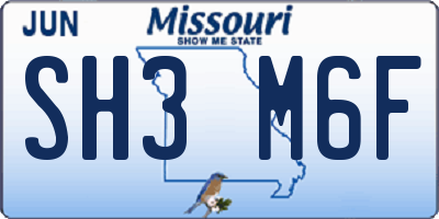 MO license plate SH3M6F