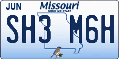 MO license plate SH3M6H