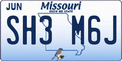 MO license plate SH3M6J