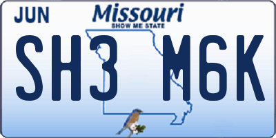 MO license plate SH3M6K