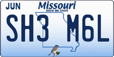 MO license plate SH3M6L