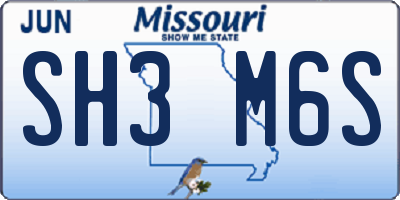 MO license plate SH3M6S