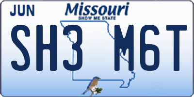 MO license plate SH3M6T