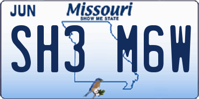 MO license plate SH3M6W