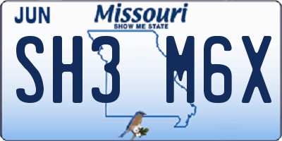 MO license plate SH3M6X