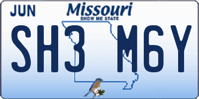 MO license plate SH3M6Y