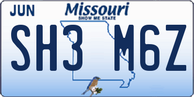 MO license plate SH3M6Z