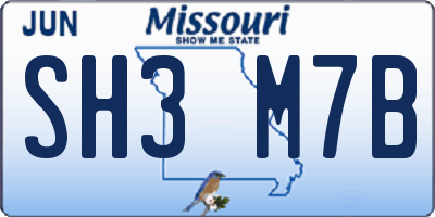 MO license plate SH3M7B