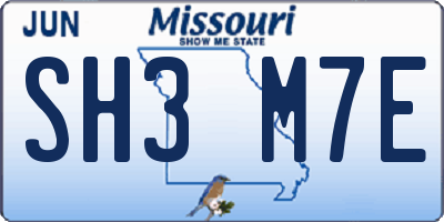 MO license plate SH3M7E