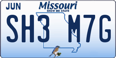 MO license plate SH3M7G
