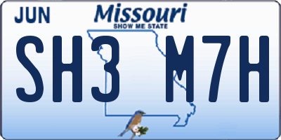 MO license plate SH3M7H