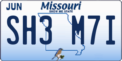 MO license plate SH3M7I