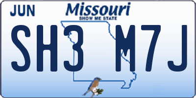 MO license plate SH3M7J