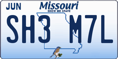 MO license plate SH3M7L