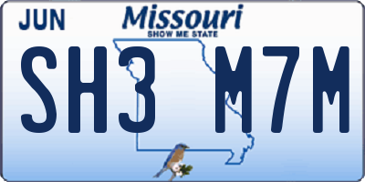 MO license plate SH3M7M