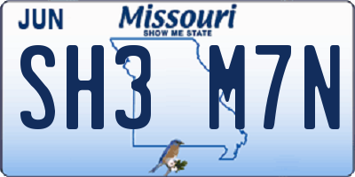MO license plate SH3M7N