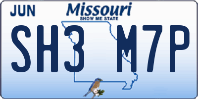 MO license plate SH3M7P