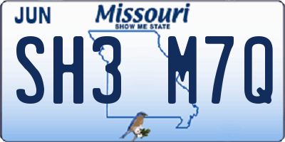 MO license plate SH3M7Q