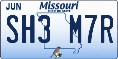 MO license plate SH3M7R