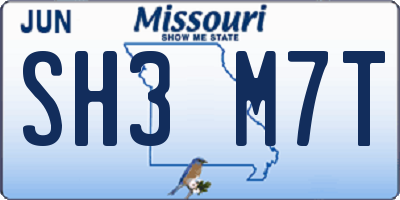 MO license plate SH3M7T