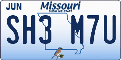 MO license plate SH3M7U