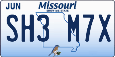 MO license plate SH3M7X