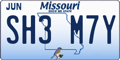 MO license plate SH3M7Y