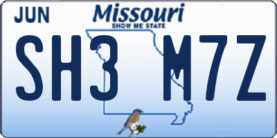 MO license plate SH3M7Z