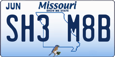 MO license plate SH3M8B