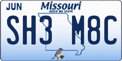 MO license plate SH3M8C